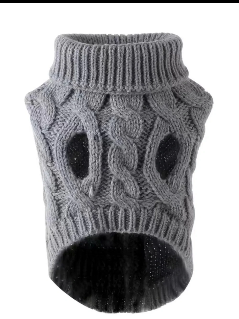 Dog’s Pet Grey Cable Knit Turtleneck Sweater